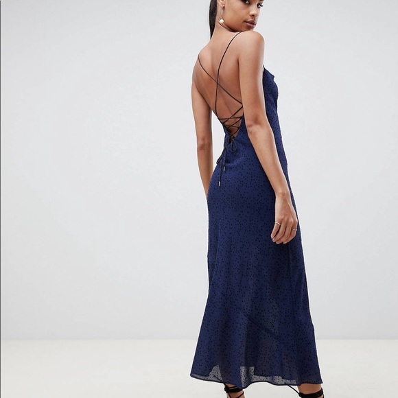 Finders navy maxi polka dot dress - Picture 2 of 5